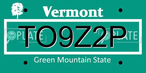 TO9Z2P Vermont License Plate