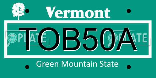 TOB50A Vermont License Plate