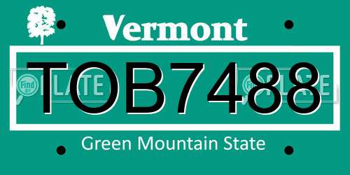 TOB7488 Vermont License Plate