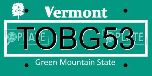 TOBG53 Vermont License Plate