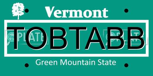 TOBTABB Vermont License Plate