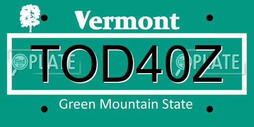 TOD40Z Vermont License Plate