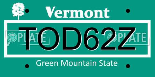 TOD62Z Vermont License Plate