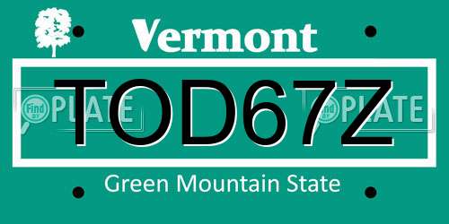 TOD67Z Vermont License Plate