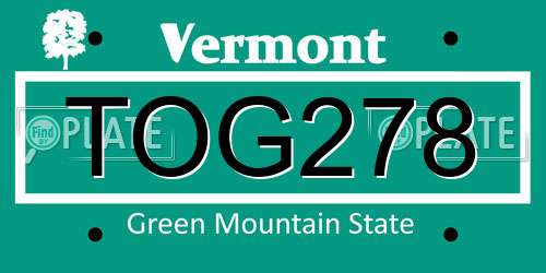 TOG278 Vermont License Plate