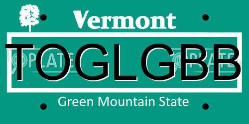 TOGLGBB Vermont License Plate