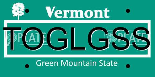 TOGLGSS Vermont License Plate