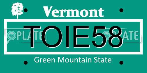 TOIE58 Vermont License Plate