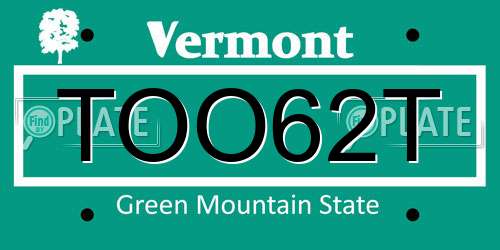 TOO62T Vermont License Plate