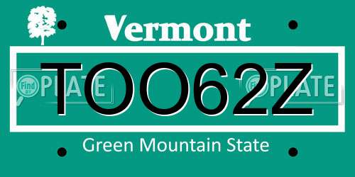 TOO62Z Vermont License Plate