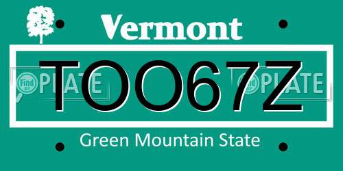 TOO67Z Vermont License Plate