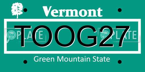TOOG27 Vermont License Plate