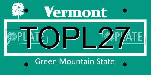 TOPL27 Vermont License Plate