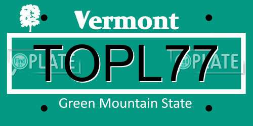 TOPL77 Vermont License Plate