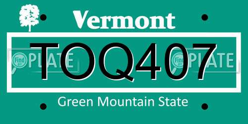 TOQ407 Vermont License Plate