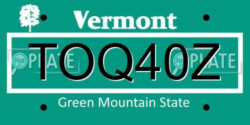 TOQ40Z Vermont License Plate