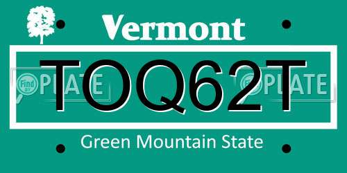 TOQ62T Vermont License Plate