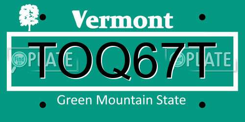 TOQ67T Vermont License Plate