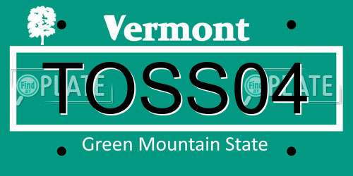 TOSS04 Vermont License Plate