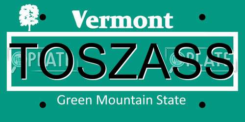 TOSZASS Vermont License Plate
