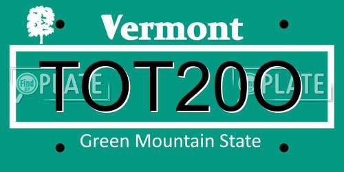 TOT20O Vermont License Plate