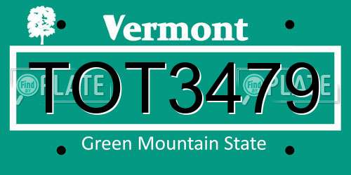 TOT3479 Vermont License Plate