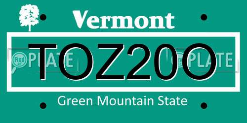 TOZ20O Vermont License Plate