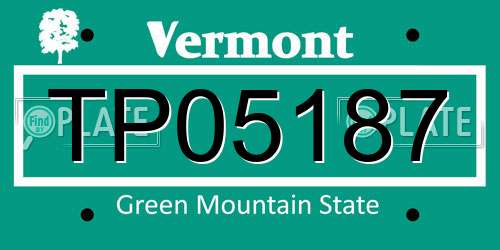 TP05187 Vermont License Plate