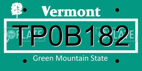 TP0B182 Vermont License Plate