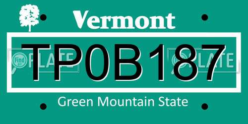 TP0B187 Vermont License Plate