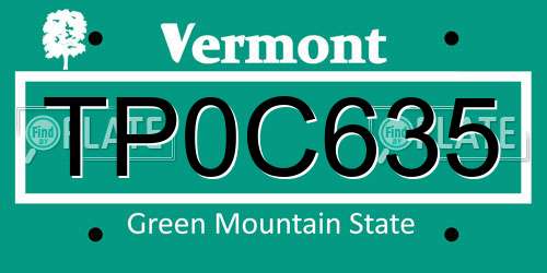 TP0C635 Vermont License Plate