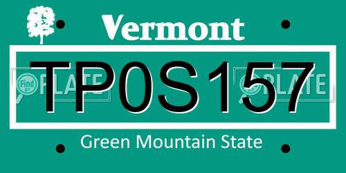 TP0S157 Vermont License Plate