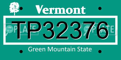 TP32376 Vermont License Plate