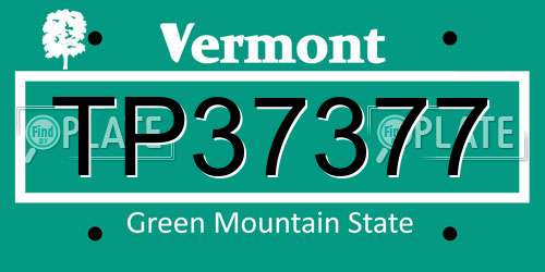 TP37377 Vermont License Plate