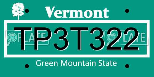 TP3T322 Vermont License Plate