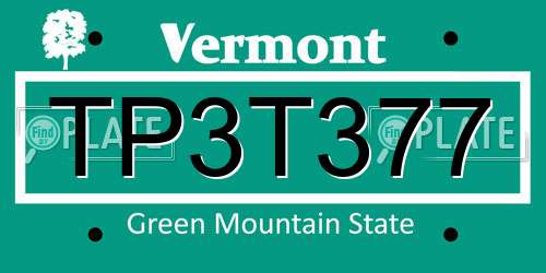 TP3T377 Vermont License Plate
