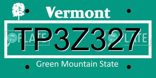 TP3Z327 Vermont License Plate