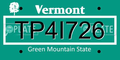 TP4I726 Vermont License Plate