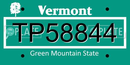 TP58844 Vermont License Plate