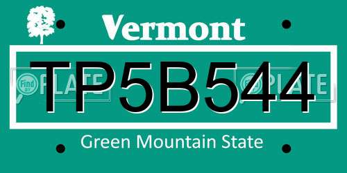 TP5B544 Vermont License Plate