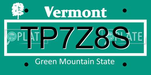 TP7Z8S Vermont License Plate