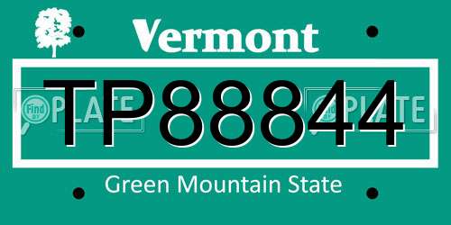 TP88844 Vermont License Plate