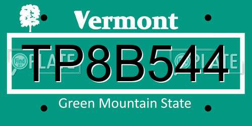 TP8B544 Vermont License Plate