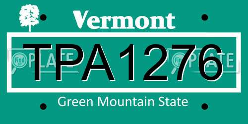TPA1276 Vermont License Plate