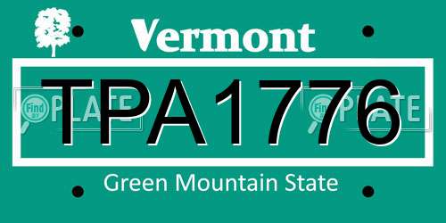TPA1776 Vermont License Plate