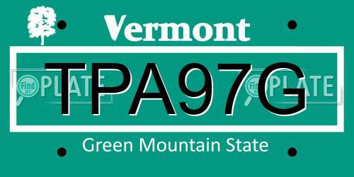 TPA97G Vermont License Plate