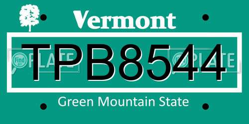 TPB8544 Vermont License Plate