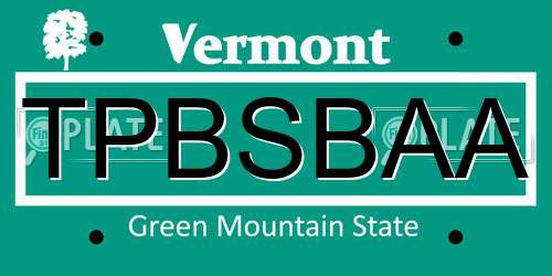 TPBSBAA Vermont License Plate