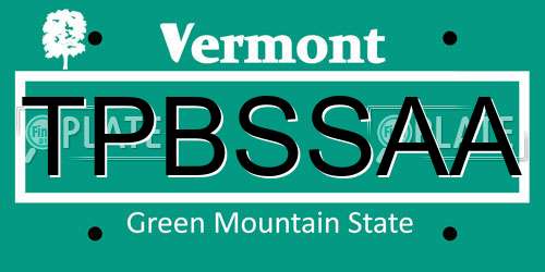 TPBSSAA Vermont License Plate