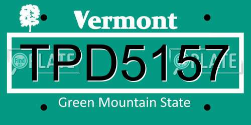 TPD5157 Vermont License Plate